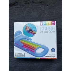 Intex King Kool Lounge Adult 63”x33.5” Inflatable Rainbow Backrest Cup Holder NI
